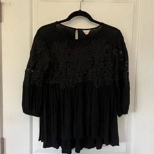 Anthropologie Deletta Brand Black Lace Top